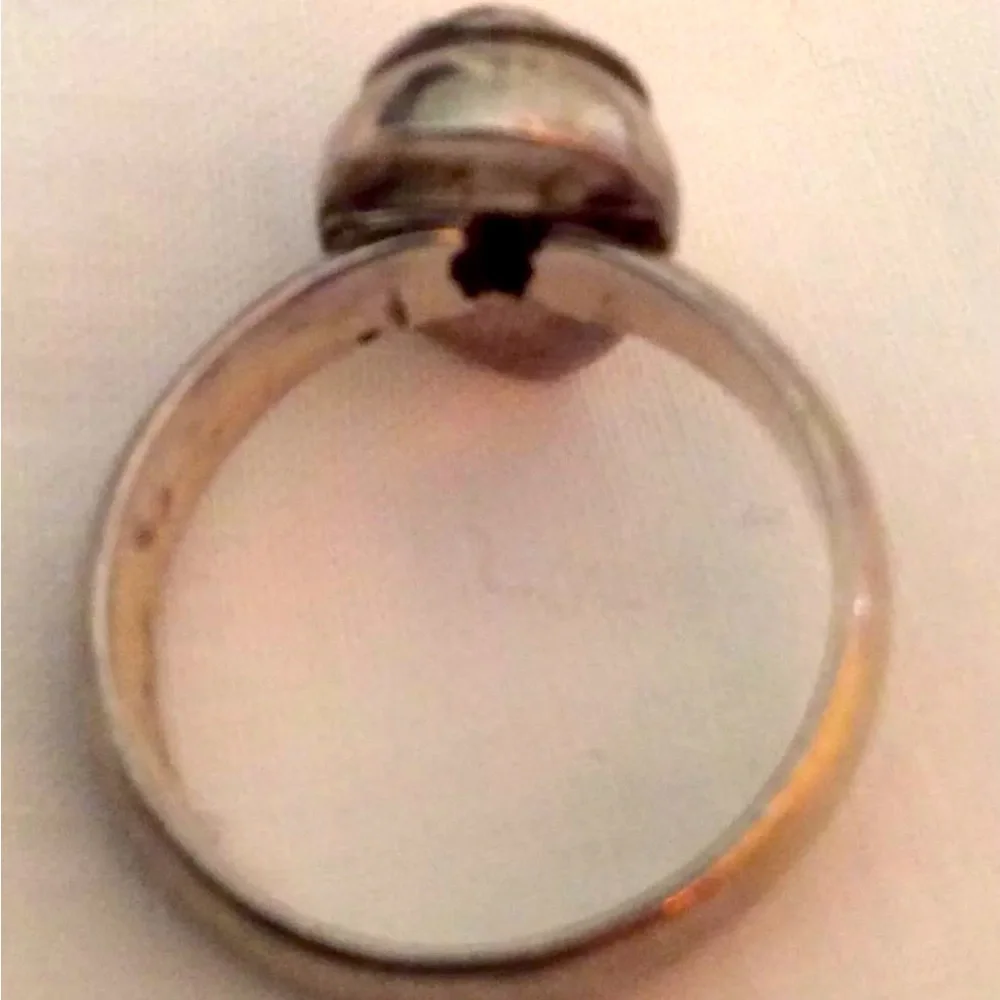 Silver Ring Garnet Stone Size 5 Adjustable 925 Silver - Picture 5 of 6